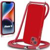 Case - Silicone - iPhone 14 - Red - Flexible - Shockproof with Universal Lanyard