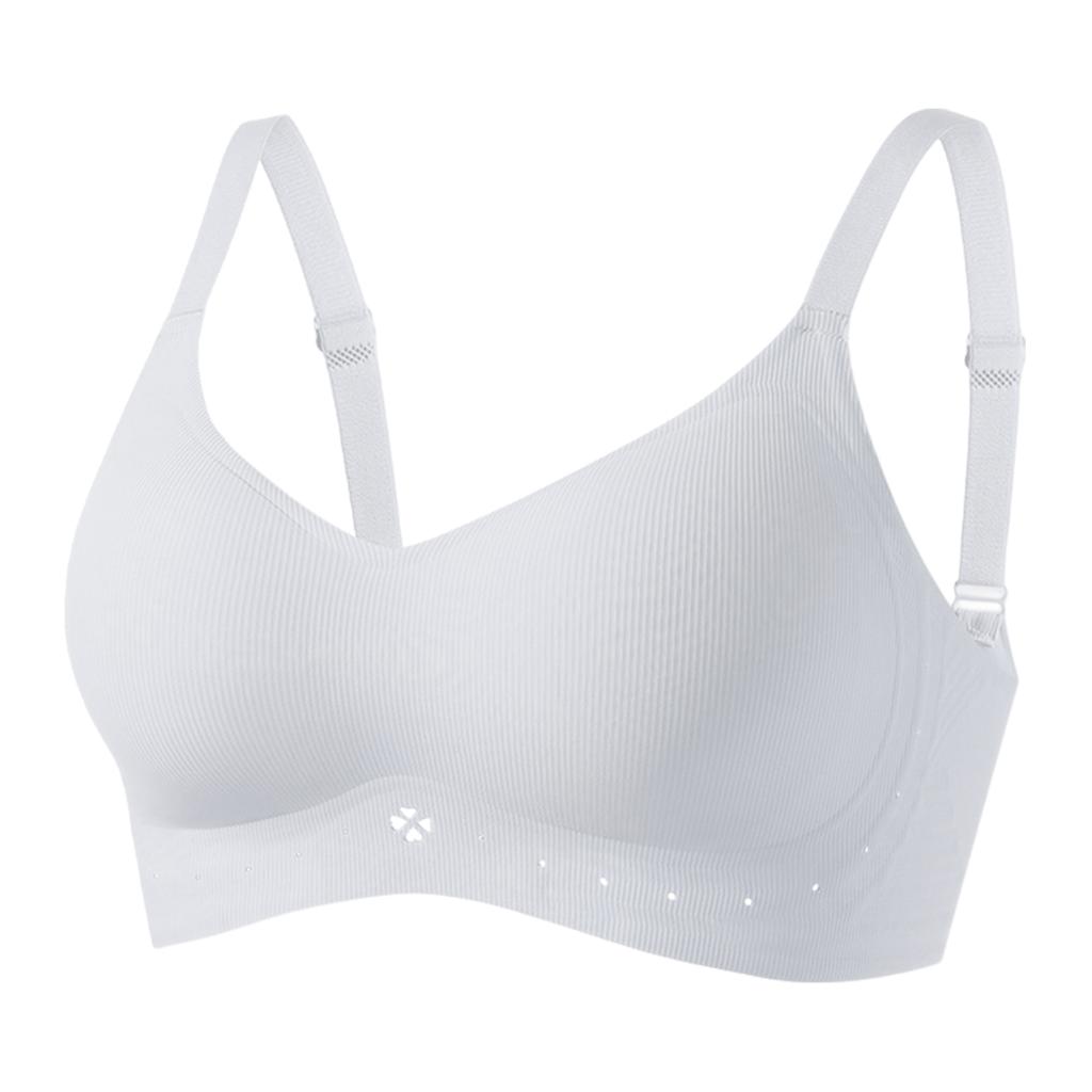 Zeriluna Four-leaf Flower Breathable Ribbed Push-up Bra Comfortable, Body-fitting, Skin-friendly, Soft and Breathable Underwear