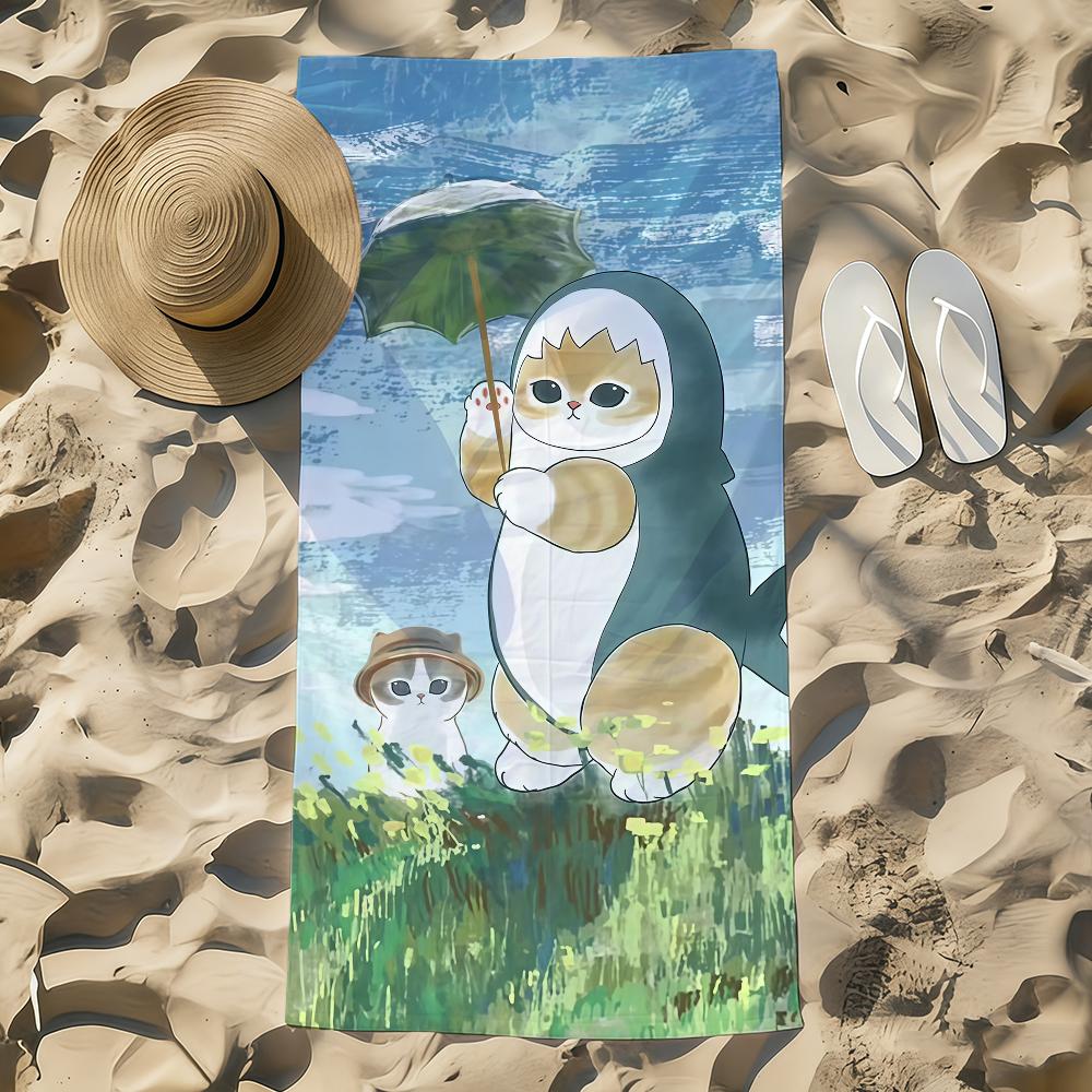 Kawaii Towel Beach Towel Cartoon Oversized Quick M-Mofusand Kitten Dry Towel Absorbent Cat Soft Swim BeachTowels for Men Women