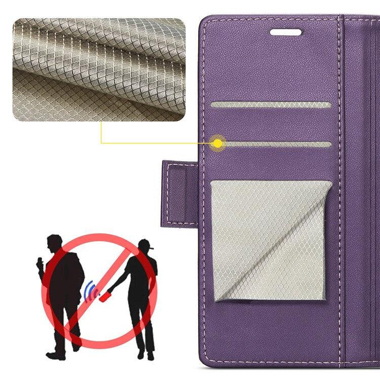 Samsung Galaxy A55 Case, ERBORD Glossy Litchi, Wallet Flip Case, Purple