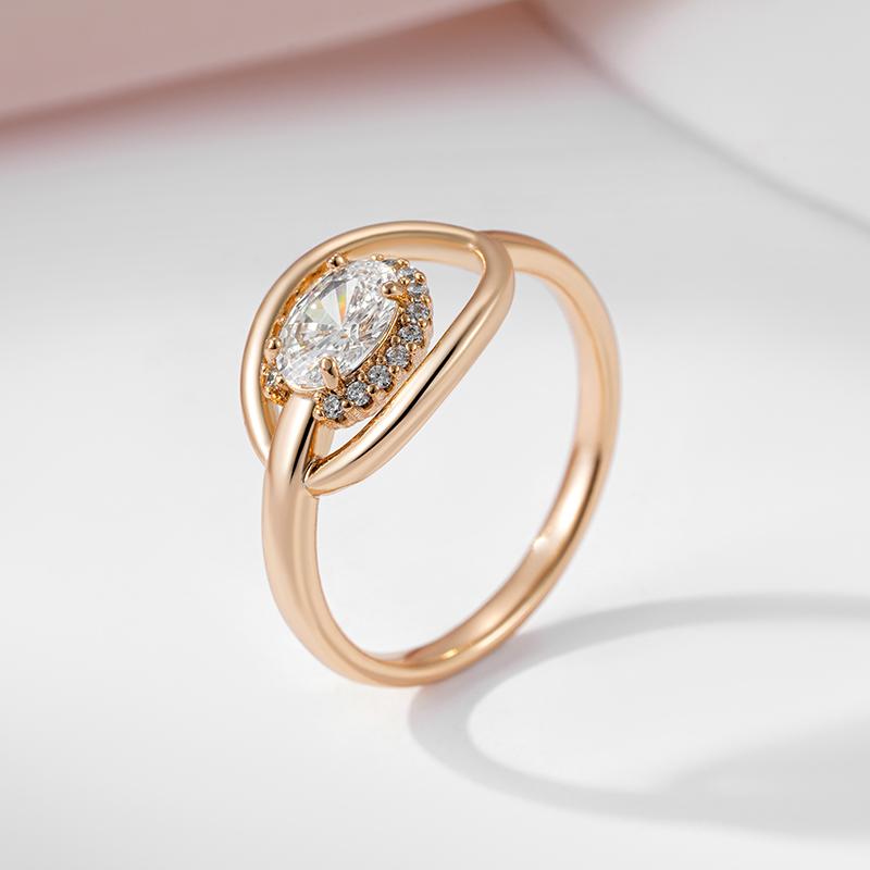 Kinel – bague de mariage en Zircon blanc brillant pour femmes, bague de luxe de couleur or Rose, tendance