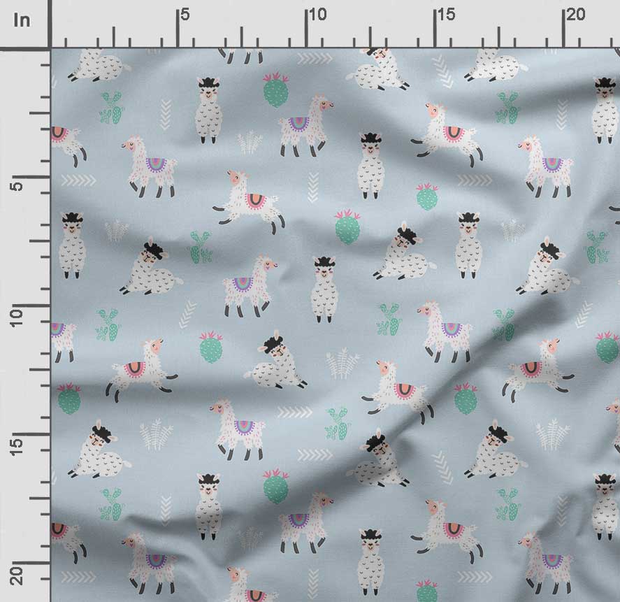 Soimoi Llama Alpaca Print,  Cotton Cambric, Quilting Fabric Sold by The Yard 42 Inch Wide, Medium Weight Cotton Fabric, Sewing  Supplies,