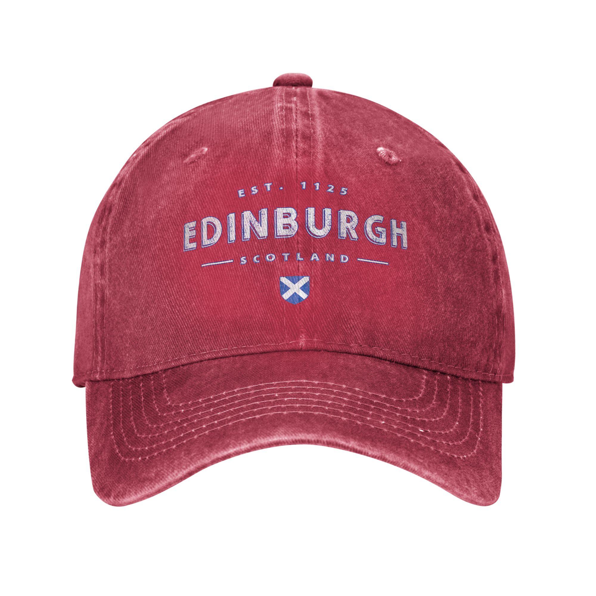 Edinburgh Scotland United Kingdom Unisex Unstructured Baseball Caps UK Flag Distressed Washed Hats Adjustable Fit Snapback Cap Adjustable