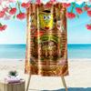 Custom Spongebob Squarepants Print Beach Towel, Large Soft Quick Dry Towel for Beach Camping Swimming