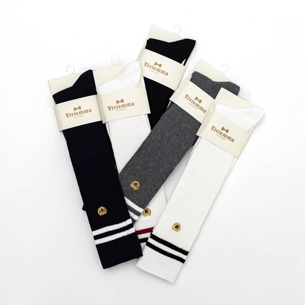 Long Knee-high Socks, High Socks, Cotton Calf Socks, Badge Embroidered Knee-high Socks, Student Socks, Long Socks