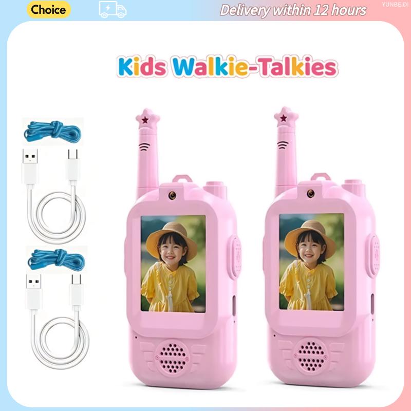 2 BUC Walkie Talkie Video pentru Copii Apel Video HD Încărcare Tip-C Jucării Interfon Fără Cartelă SIM Cadou de Ziua de Naștere de Interior pentru Băieți Fete Vârsta 3+