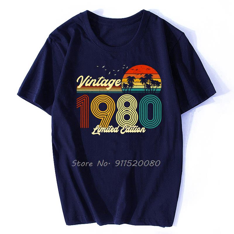 Vintage 1980 Limited Edition Tshirt Men Novelty T Shirt Cotton Old Birthday Gift Tshirt Urban Tee Top Streetwear Harajuku