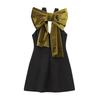 2024 Autumn/Winter European & American Sweet Velvet Spaghetti Strap Dress with Oversized Bow
