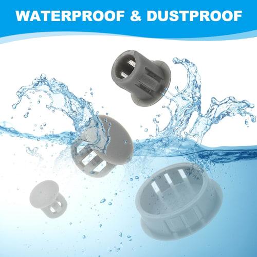 PATIKIL 48-Piece Gray Plastic Hole Plugs, 16mm Round Panel Snap-In Hole Covers, Flush Type, Protective Caps, Fastener Covers for Furniture Panels