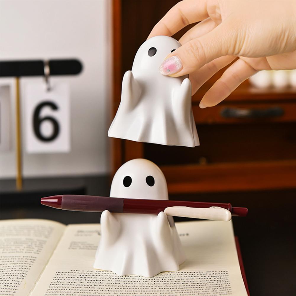 Cute Ghost Pen Holder Esin Desktop Organizer for Office & Home Halloween Pen Holder Decoration Ornaments Funny Stationery Stand