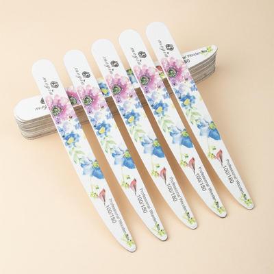 Knife-Shaped Wooden Nail File, 100/180 Double-Sided for Shaping & Buffing, Non-Shedding Grit