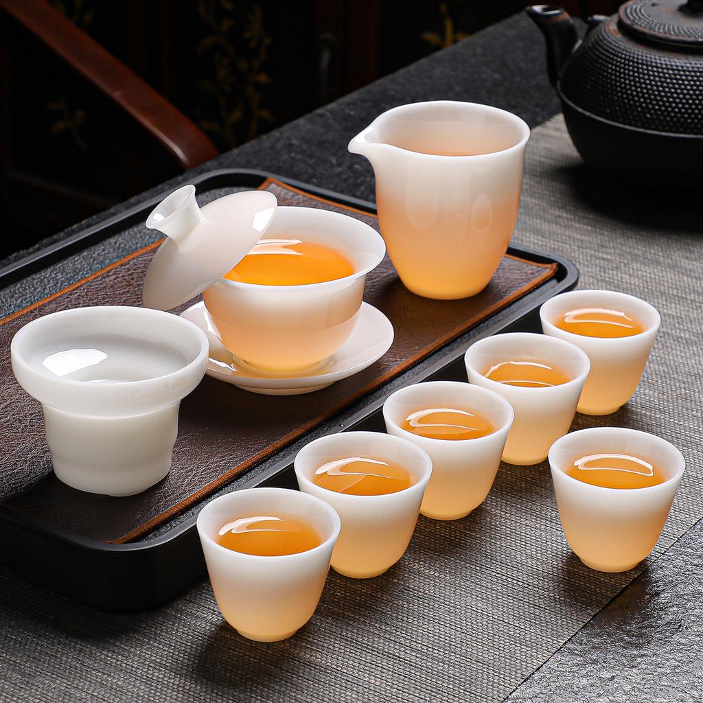 High-end ice seed jade porcelain tea set, gifts for customers, business companies, high-end gifts