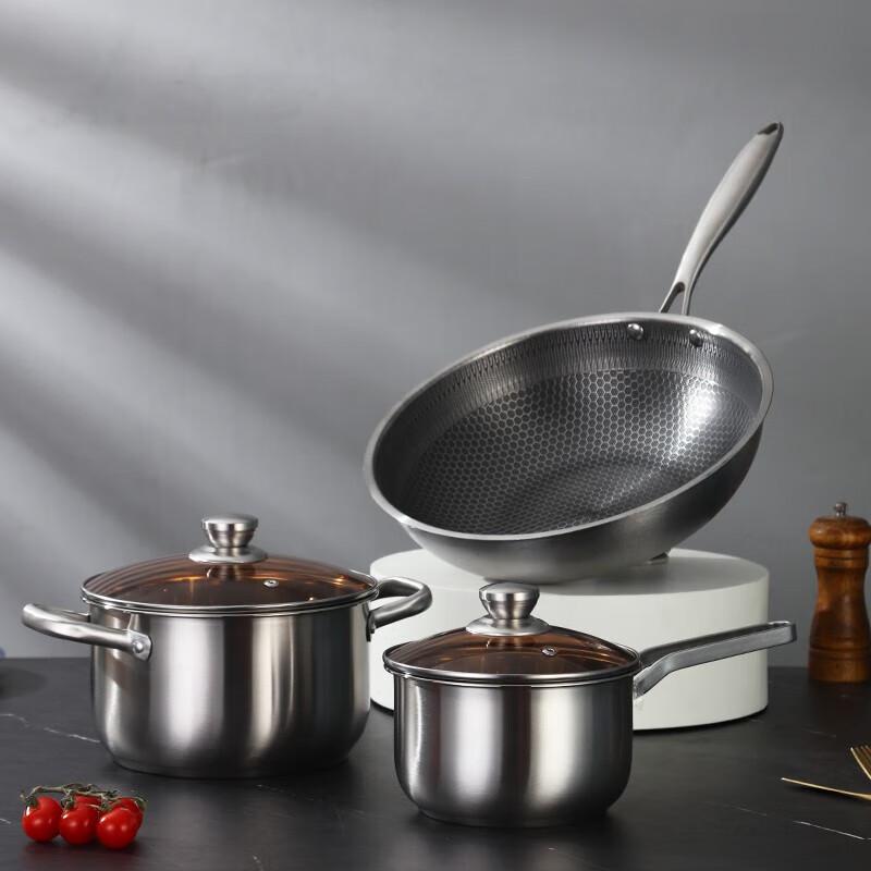 Yibo Nuoqia Stainless Steel 3-Piece Cookware Set