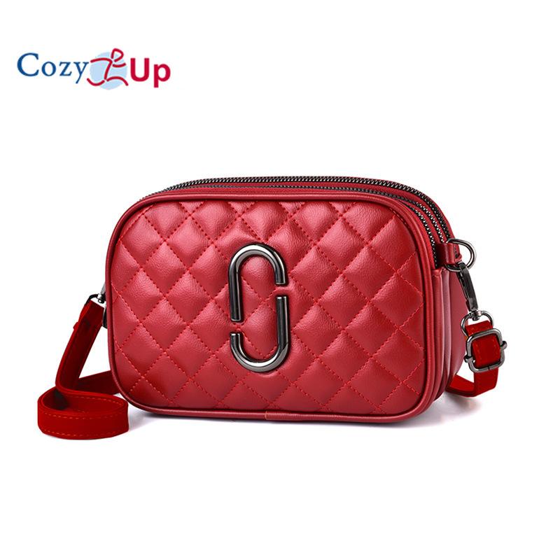 

Женская сумка Cosy Up Small Grid Diagonal Cross, женская сумка через плечо, трехслойная практичная маленькая квадратная сумка из мягкой кожи красный