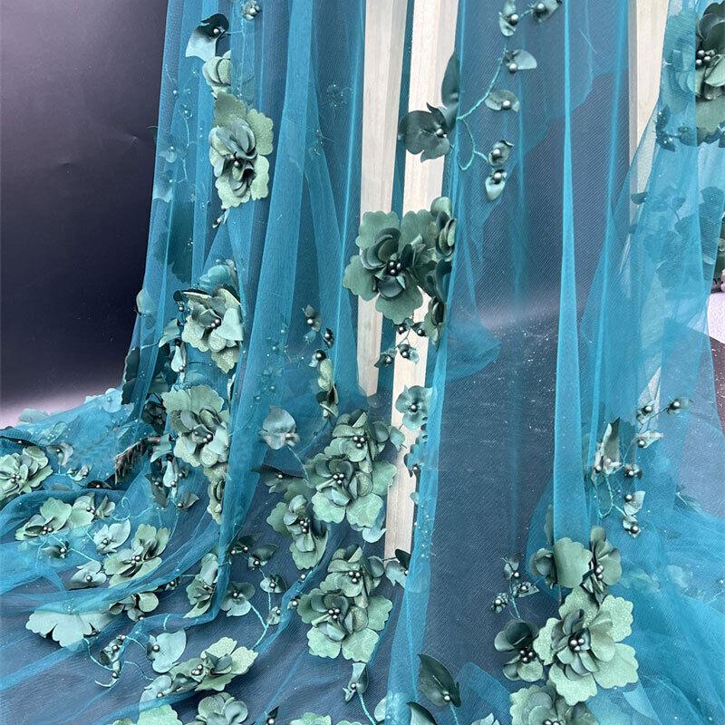 3DFlower Mesh Lace Clothing Fabric Women Wedding Dress Embroidery Fabric DIY Sewing Gown Dress Tulle French Guipure African Lace