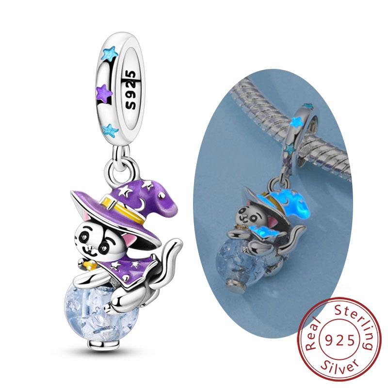 Luminous Series Copper Charms Beads Pendant Firefly Elf Paw Planet Charm Fit Original Bracelet Women Jewelry Gift