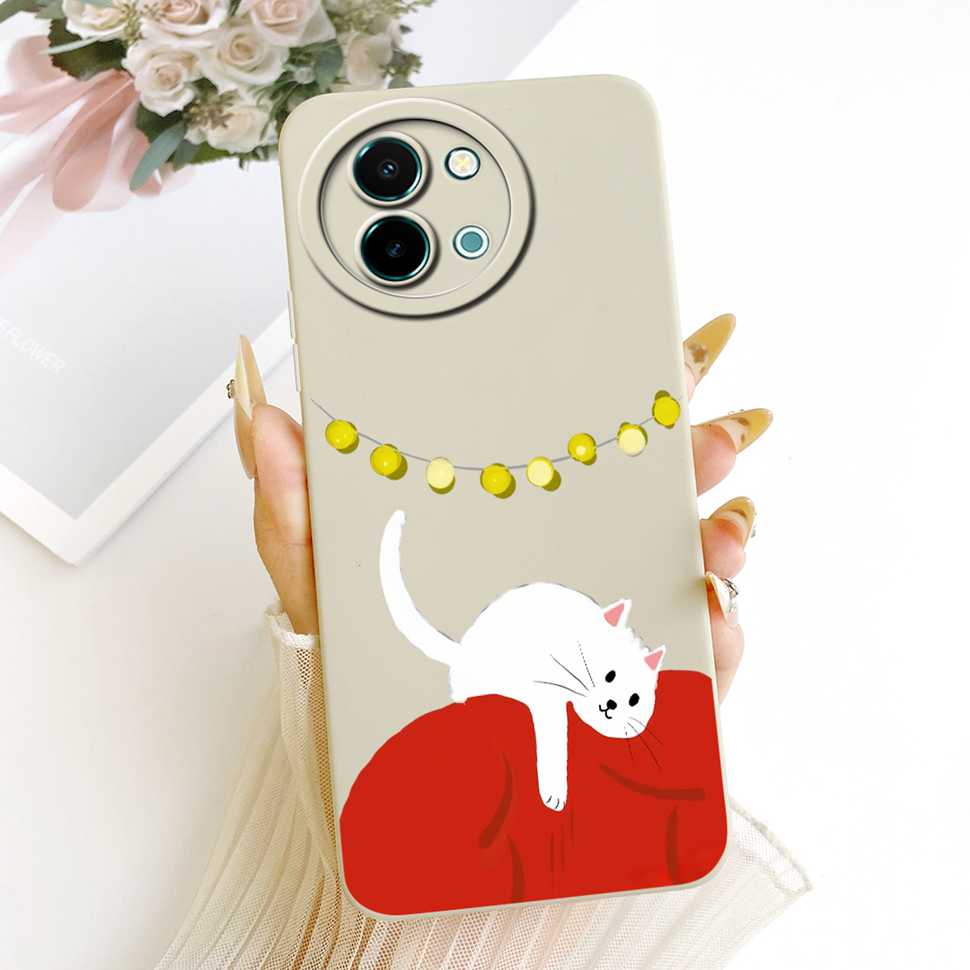 For Vivo Y38 5G Case Cartoon Cat Sunflower Silicone Back Cover For Vivo Y38 Y 38 5G Shockproof Phone Cases Bumper