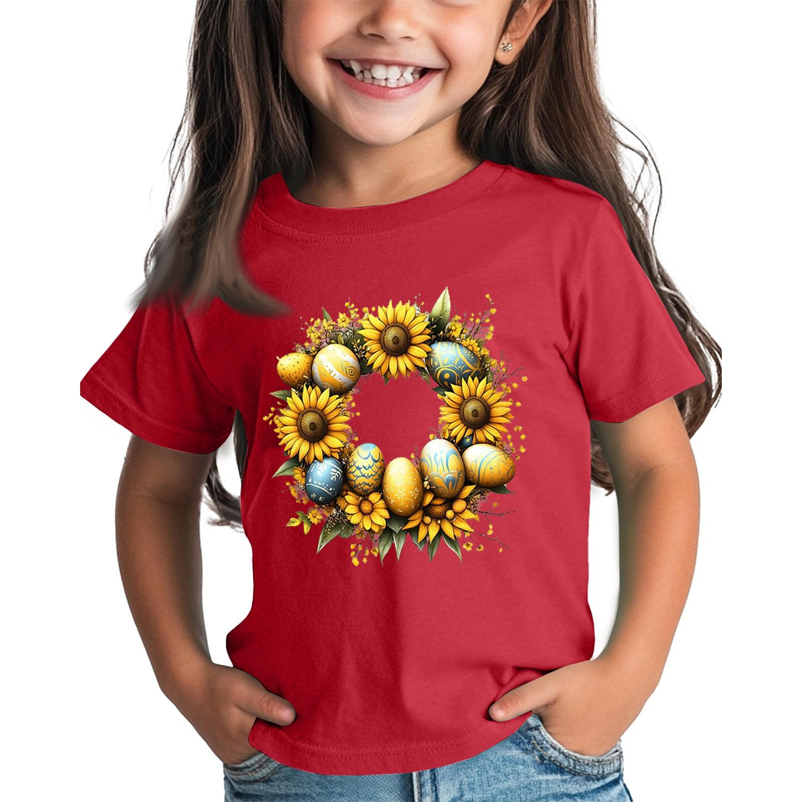 

Детские топы для мальчиков и девочек с пасхальным принтом, футболка с коротким рукавом, топы, нижняя футболка 120 красный