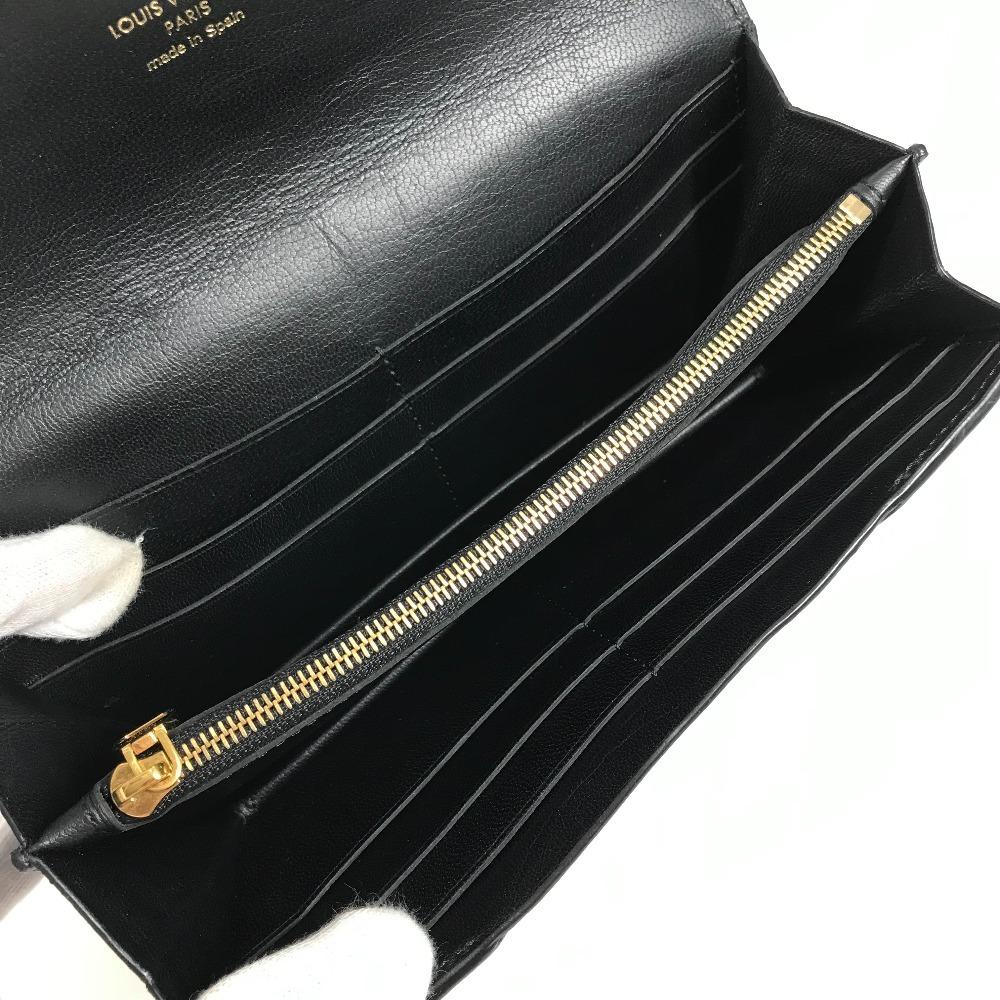 Louis Vuitton Long Wallet Bi-fold Flap Long Wallet Calf leather Black