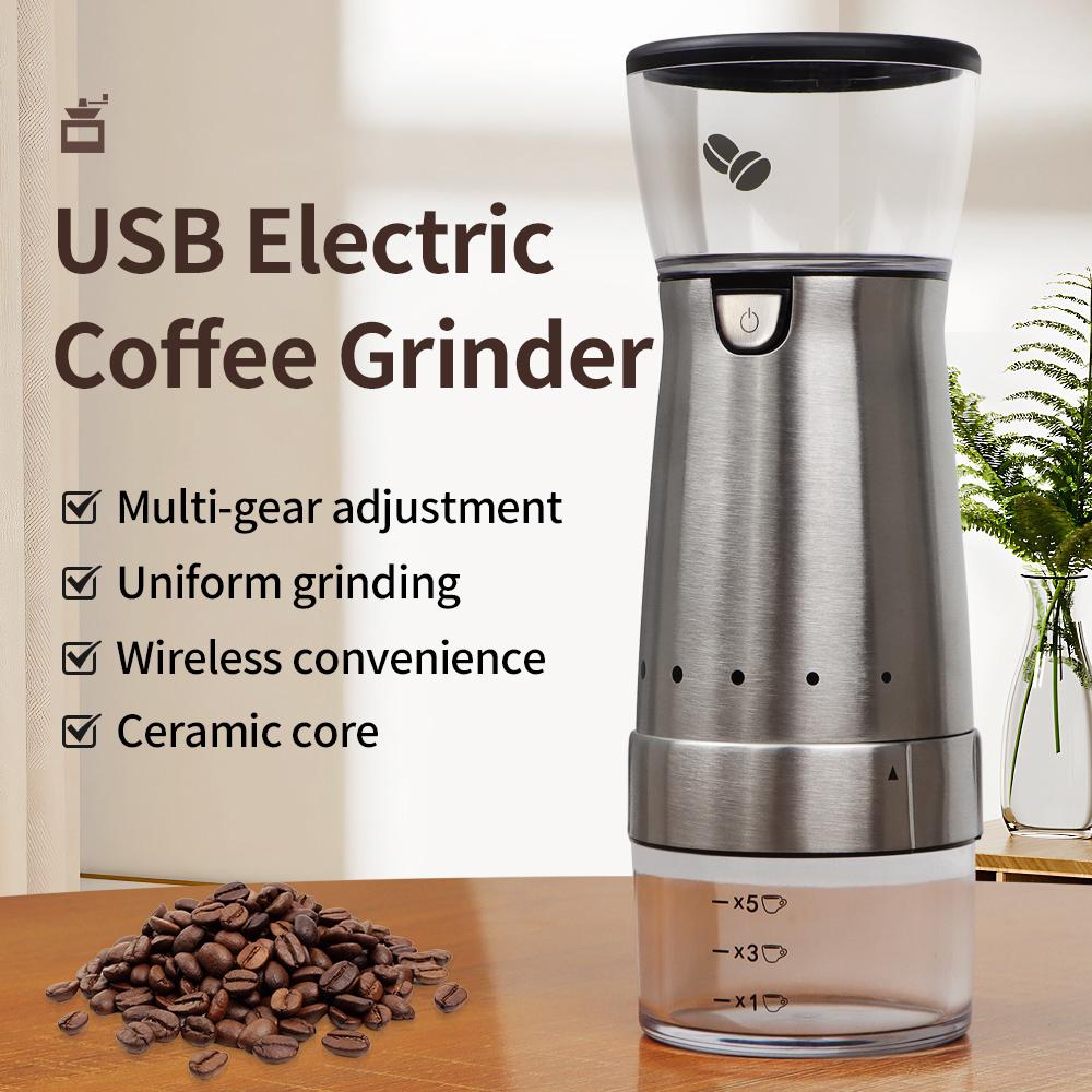 

1200mAh Stainless Portable Electric Coffee Grinder Ceramic Grinding Coffee Beans Grinder USB Rechargeable Kitchen Smash Machine