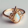 New Hot-Selling Ring Women's, Droplet-Shaped Leaf Imitation Opal Jewelry, Maillard Ring