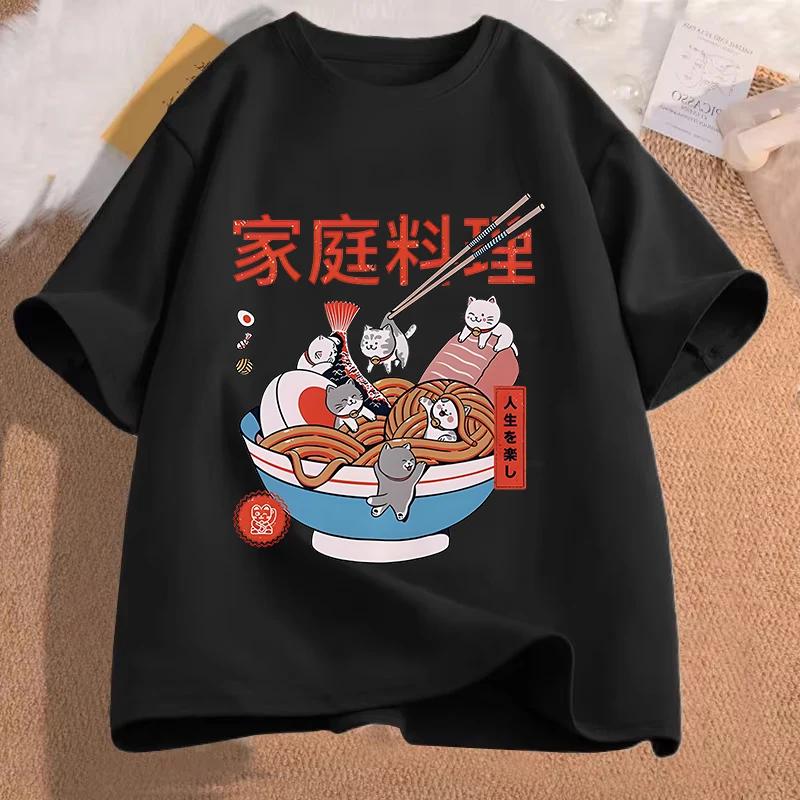 

Cute RaUnisex Cat Food Tshirt Fun Women Harajuku Aesthetic Tshirt Retro Women Streetwear Anime Cartoon Tops Women Clothing Y2K 4XL