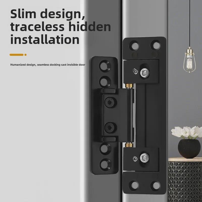 Zinc Alloy Adjustable 2D Invisible Hinge for Narrow Frame Ecological Doors