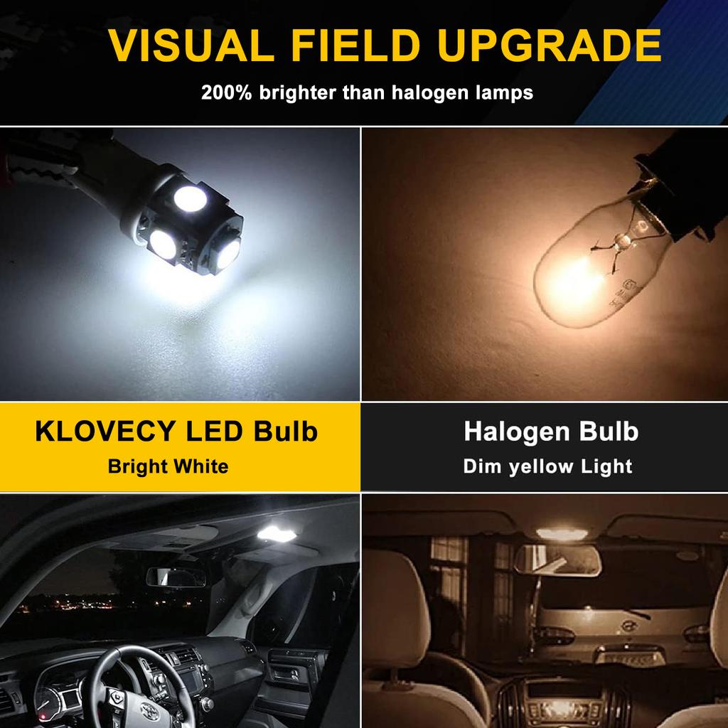 10/20/30/50 PCS T10 W5W LED Bulbs For Car Interior Dome Maps Reading Door Trunk Lights 12V 5050-5SMD 7000K White Red Yellow Blue Dome Lights 6