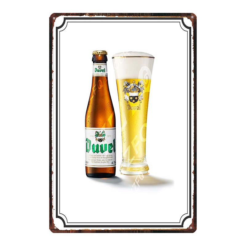 

Belgian Beer Chouffe Duvel Metal Tin Sign Plate Wall Pub Kitchen Restaurant Home Art Decor Vintage Iron Poster DU-2000 20x30cm（7.8x11.8inch）