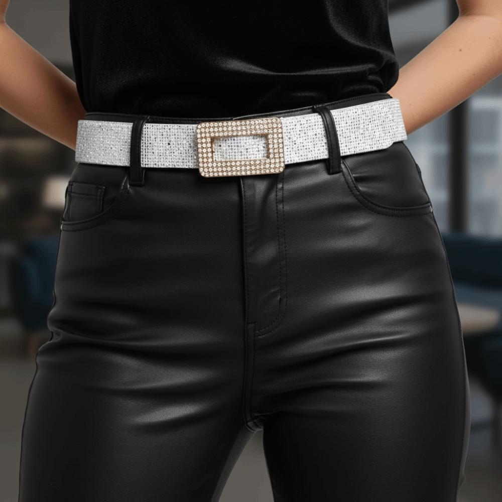 Curea Sequin Stil Coreean Cataramă Pătrată cu Strass Centură Talie Fată Y2K Zilnic