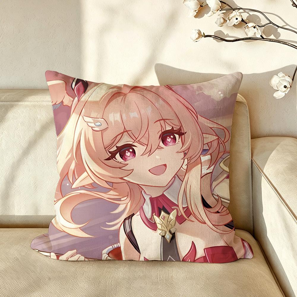 Game GGenshinIImpact Cushion Cover Pillow Case Antidustmite Pillowcase Silky Short Plush Sofa Cushion Cover hot
