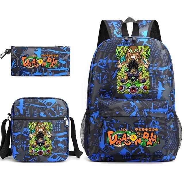 Dragon Ball Z Printed Backpack Set 3-Piece Casual School Bag For Boys And Girls Youth With Pencil Case Shoulder Bag