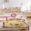 Piglet Pooh Bear Adventure Print 3Pcs Bedding Set,Duvet Cover with 2 Bedro,Pillowcase Home Birthday Gift