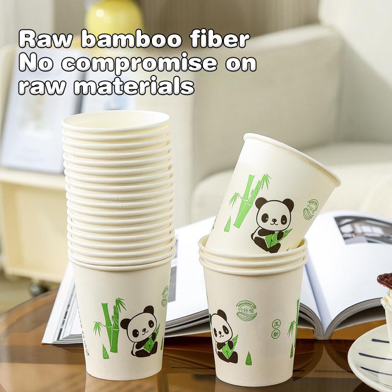 50Pcs Disposable Coffee Cups Thickened Bamboo Fiber Cup Household Water Cup Juice Milk Bubble Tea Cup