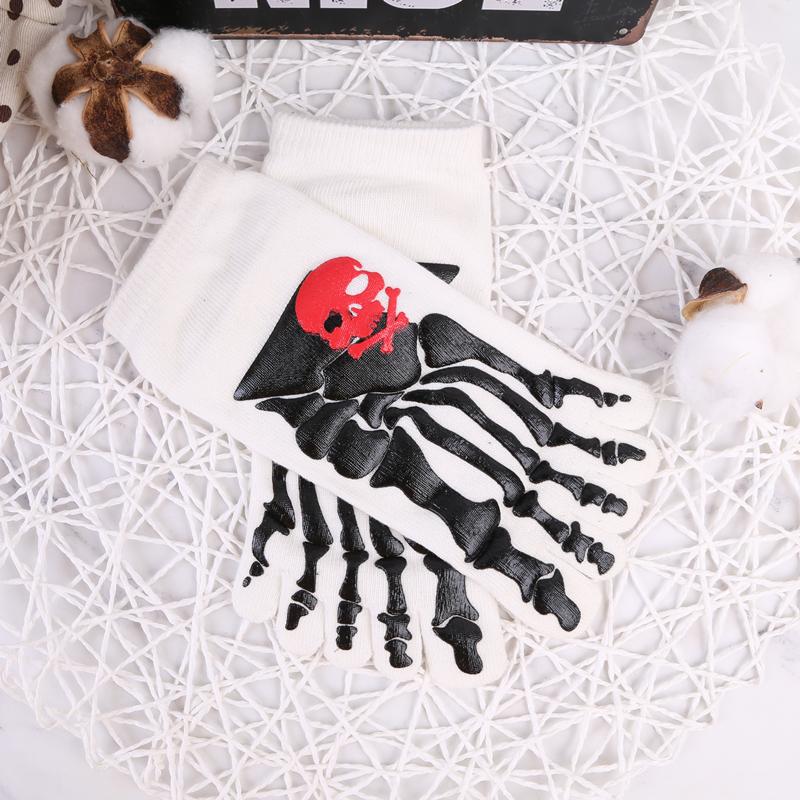 Creative Cotton Men's Five Finger Socks Soft Cotton Horror Skull Hand Claw Prints Summer Toe Socks Outdoor Sports Running Socks
