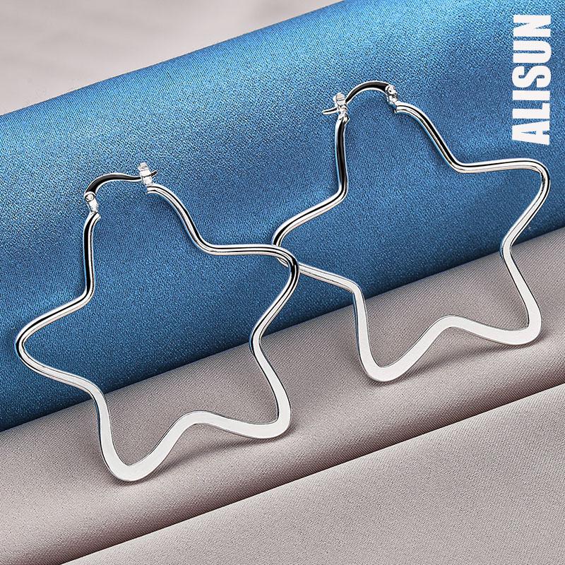 Cercei romantici cu piercing cu stea mare din argint 925 Bijuterii la modă pentru nuntă