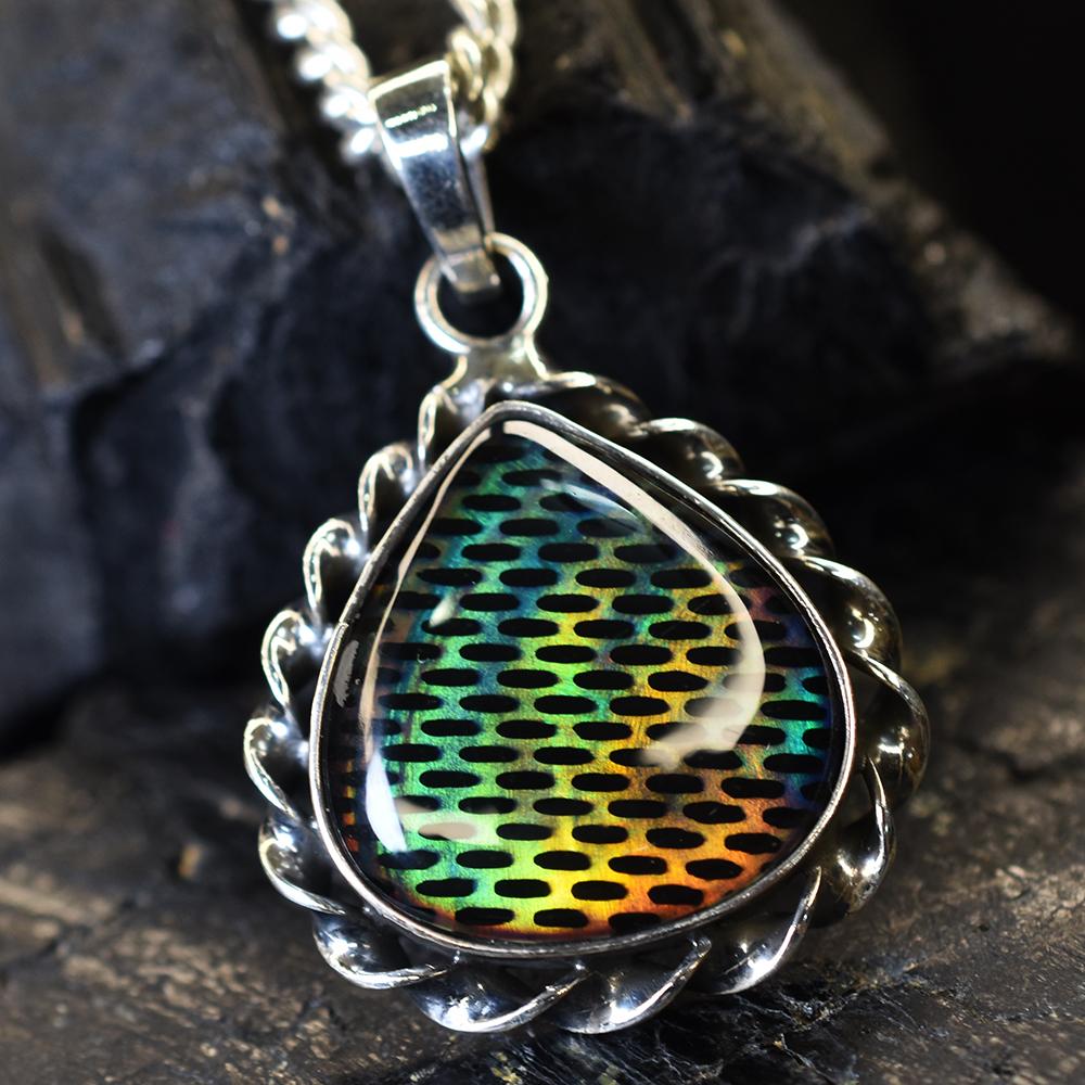 Natural Opal Pendant 31 ct Pear Cut 925 Sterling Silver Gems for Her October Birthday Birthstone