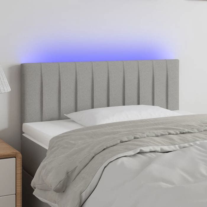 VidaXL Tête de Lit à LED Meuble de Chambre à Coucher Accessoire de Lit Simple Tête de Cadre de Lit Intérieur Gris Clair 3121832