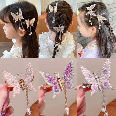 1 Piece Aesthetic Flying Butterfly Hair Clip for Kids Girl Beautiful Butterfly Rhinestone Children Hair Pin Cute Women Headwear