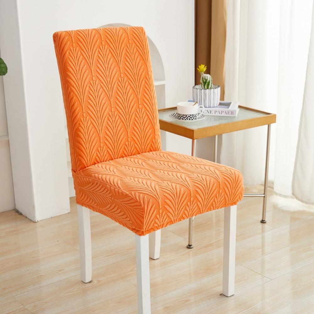 

Stretch Jacquard Velvet Chair Covers Solid Color Elastic Dining Office Seat Protector Simple Dustproof 1pc