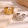 Elegantly Versatile 18K Gold-Plated Titanium Steel Open Ring with Diamond Inlays for Women: European & American New Style Adjustable Jewelry