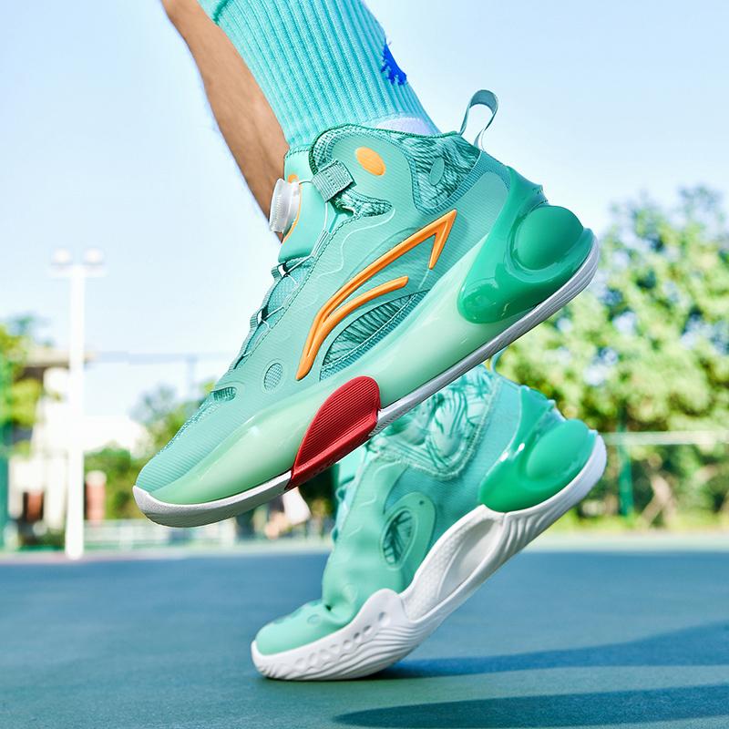 New Basketball Shoes Male Junior High School Students Rotating Buckle Running Shoes Breathable Training Non-slip Sports Shoes