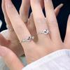 Elegant Irregular Heart Bow Open Ring For Women Girls Punk Gothic Sliver Color Adjustable Couple Rings Y2K Female Fashion Jewelry Gift