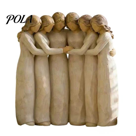 Hand-Carved Sister Figurines Four Women Friendship Figurine Decor, Sisterhood Statue Gift for Friends, Sisters Custom Group Gifts and Moms,