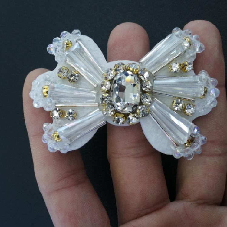 5 Pcs Bowknot Sewing Patches Rhinestones Bows Patches Decorative Patches Sewing Accessories