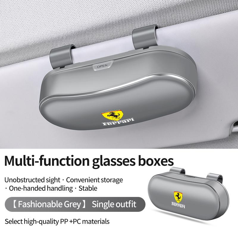 Car Glasses Storage Case Sunglasses Box Sun Visor Eyeglasses Clip For Ferrari Roma 488 Portofino Spider SF90 Superfast LaFerrari JQ2
