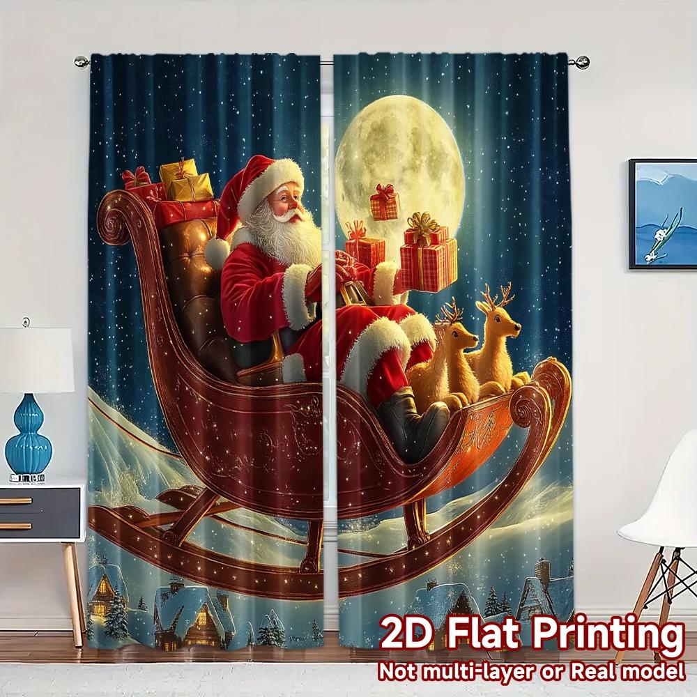 

2pcs,Curtains Christmas reindeer gift2 (3) Popular Curtains&Window Treatment Machine Washable Fabric Curtains Decorations Inside 52.50×116.00 CM 2pcs