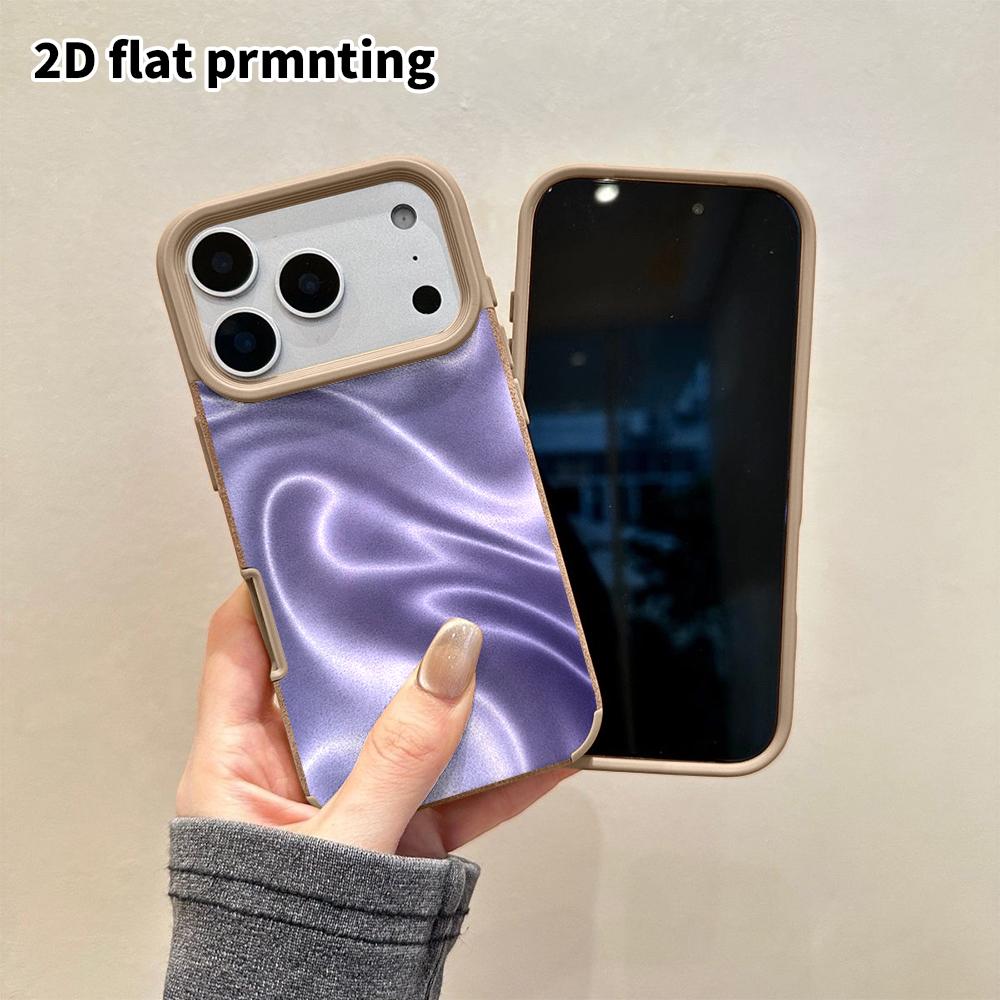 Phone Case: 2D flat lambskin suitable for iPhone 18 17 16 15 14 13 Pro film protective case, light purple neon, Christmas and Halloween gift