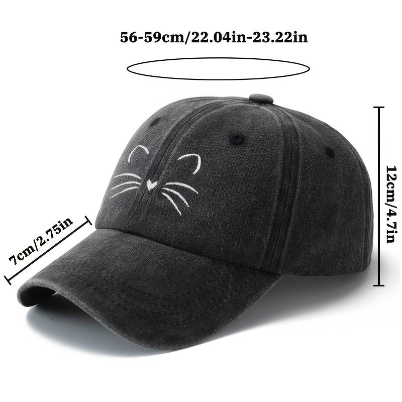 Plain Cute Cat Embroidery Baseball Cap For Women And Men Fashion Curved Brim Summer Outdoor Sun Protection Hat Gifts