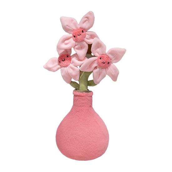 Blooming Peach Blossom Plush Potted Toy Soft Stuffed Flower with Smiling Face 40cm Adorable Home Office Decor Photography Prop Gift for Plant Lovers